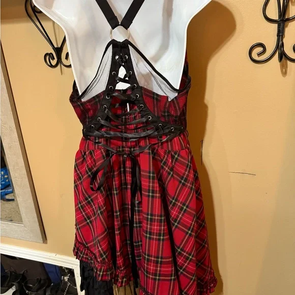 Hell Bunny Red Plaid Dress with Black Accents. Ladies Large - Picture 6 of 12